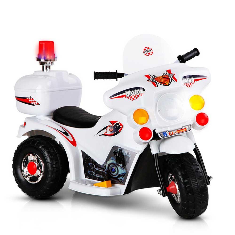 Police Inspired Kids Ride On Motorcycle | White