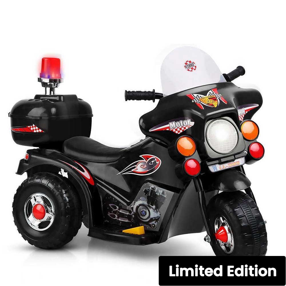 Police Inspired Kids Ride On Motorcycle Black