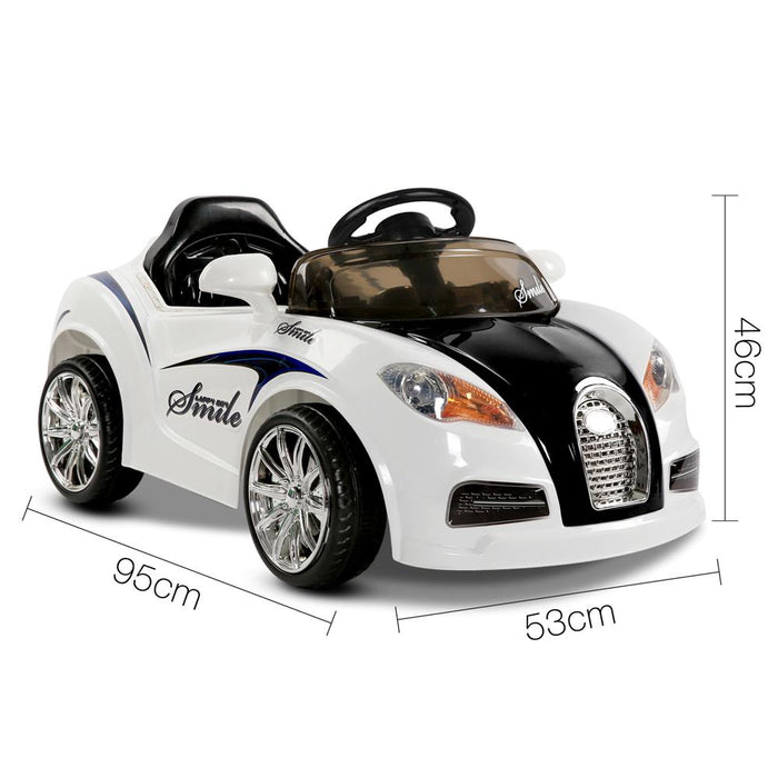 Bugatti Inspired Kids Ride On Car with Remote Control | White/Black (Limited Edition)