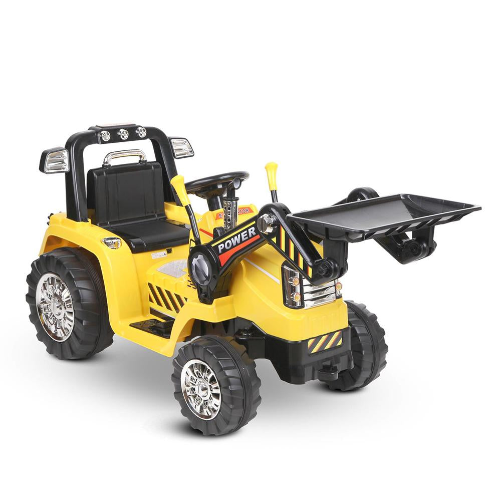 Bulldozer Digger Inspired Kids Ride On Electric Car with Remote Control | Yellow