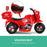 Fire Fighter Inspired Kids Ride On Motorcycle | Red