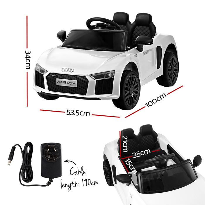 Audi R8 Spyder Licensed Kids Ride On Car with Remote Control | White