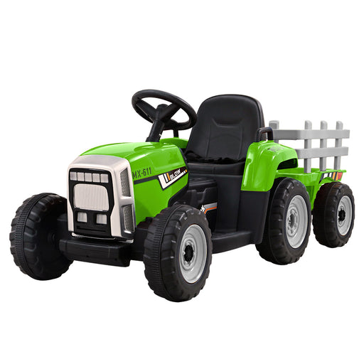 Tractor with Detachable Trailer Kids Ride On Electric Car | Grass Green