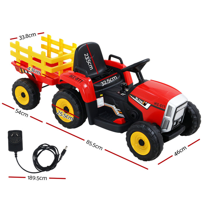 Tractor with Detachable Trailer Kids Ride On Electric Car Engine
