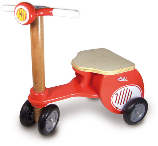 Kids Retro Wooden Toy Scooter Push Car | Rouge (Red)