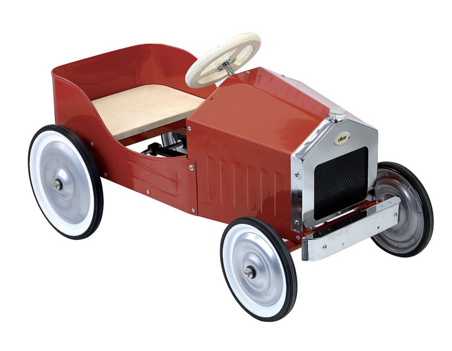 Kids Classic Vintage Racer Metal Ride On Pedal Car Burnish Red