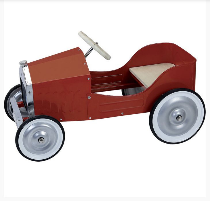 Kids Classic Vintage Racer Metal Ride On Pedal Car | Burnish Red