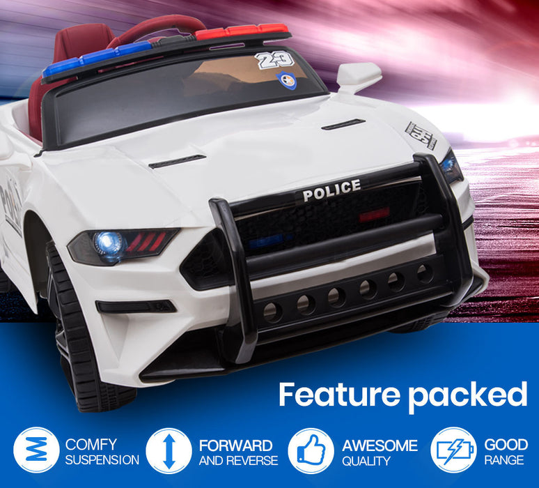 Ford Mustang GT350 Police Inspired Kids Ride On Car White