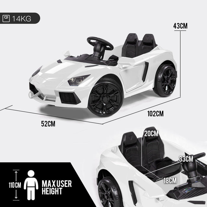 Lamborghini Inspired Kids Ride On Car with Parental Remote Control Frost White