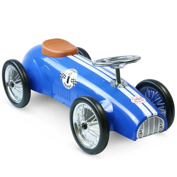 Kids Speedster Vintage Racer Metal Ride On Push Car | Cobalt Blue