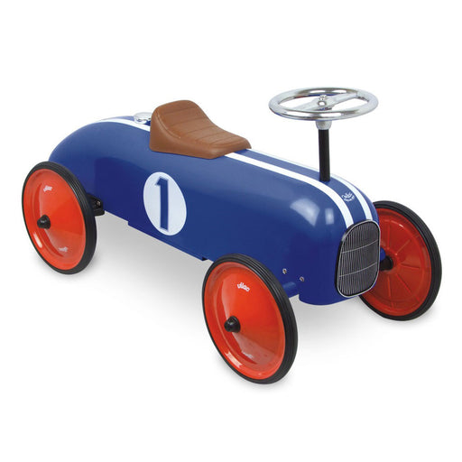 Kids Classic Vintage Racer Metal Ride On Push Car | Royal Blue
