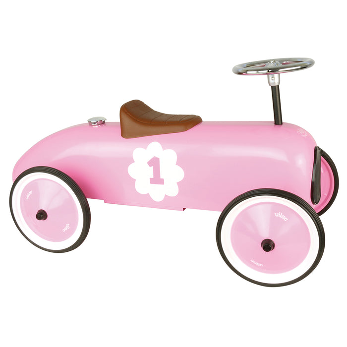 Kids Classic Vintage Racer Metal Ride On Push Car | Blush Pink