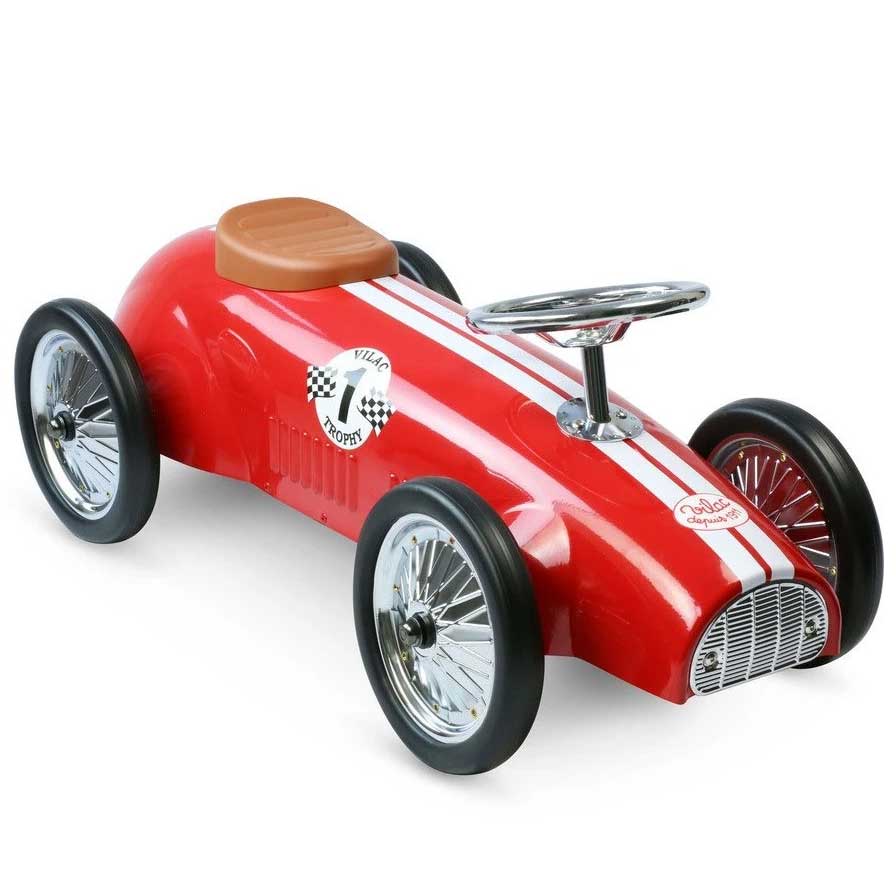 Kids Speedster Vintage Racer Metal Ride On Push Car | Racing Red