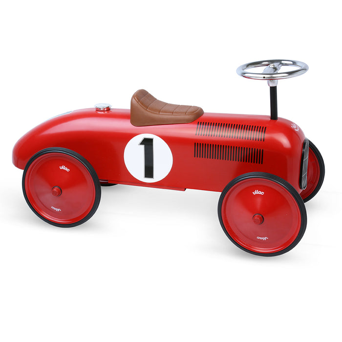 Kids Classic Vintage Racer Metal Ride On Push Car | Apple Red