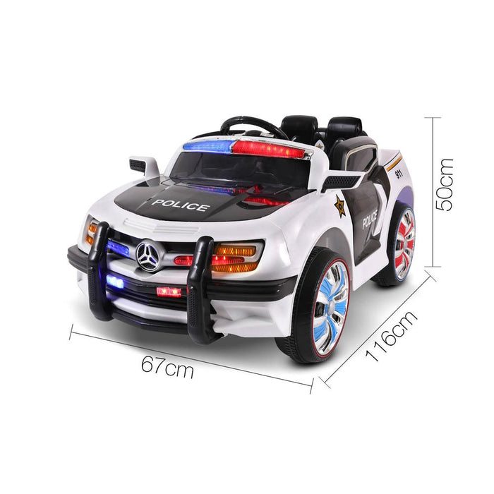 Police Inspired Kids Ride On Car with Remote Control | White/Black